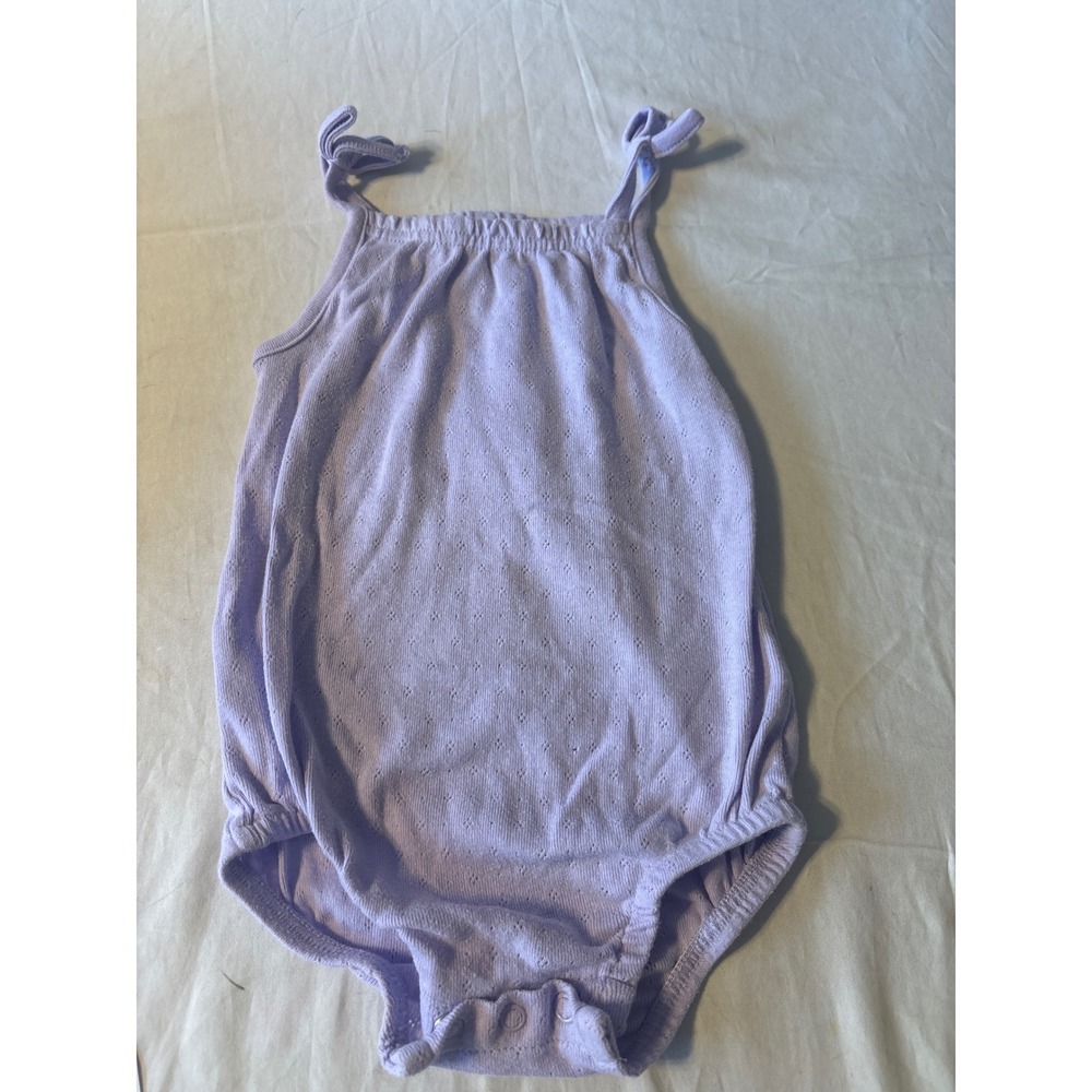 Garanimals Bubble Romper Baby Girl 18M Purple Excellent Pointelle Tie Shoulder